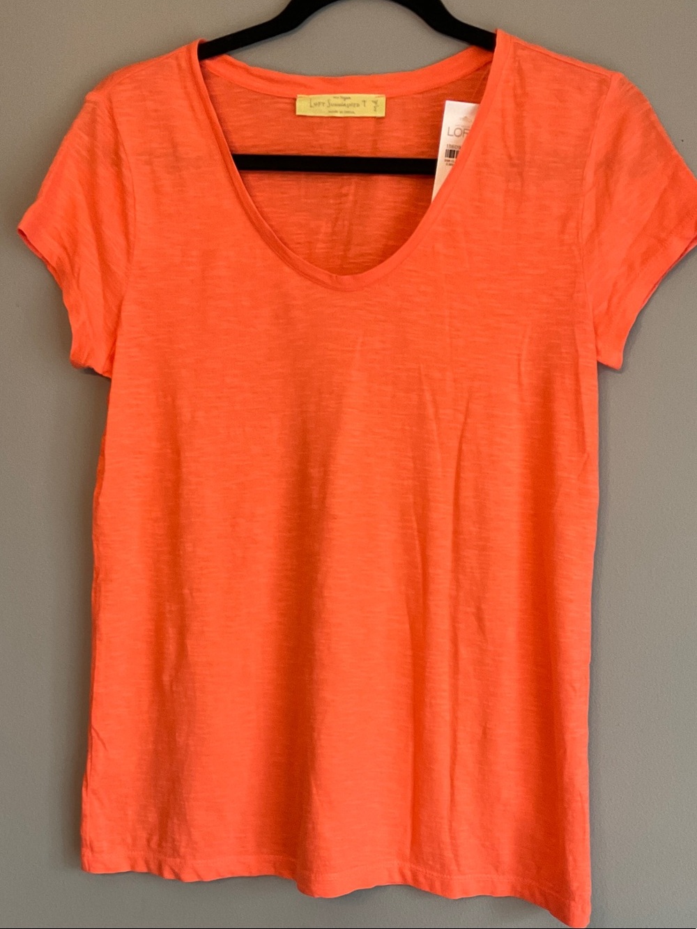 LOFT Coral-Orange Scoop Neck Short Sleeve Tee